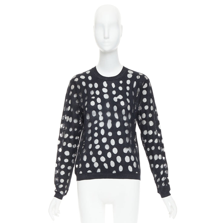 ACNE STUDIOS 2014 Ninah Dots black cotton irregular dots sheer sweater S