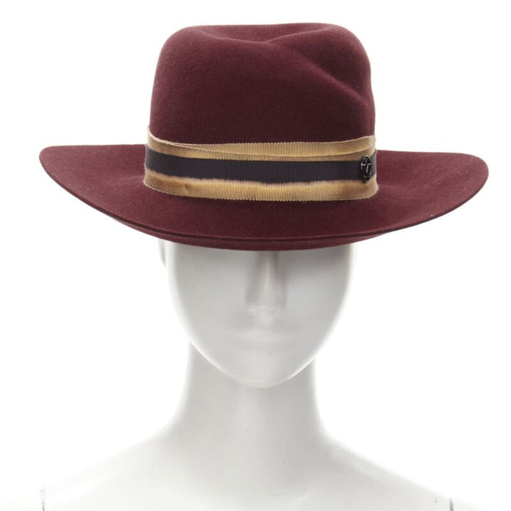 MAISON MICHEL Virginie Stick Cherry red bleach fight bondage fedora hat