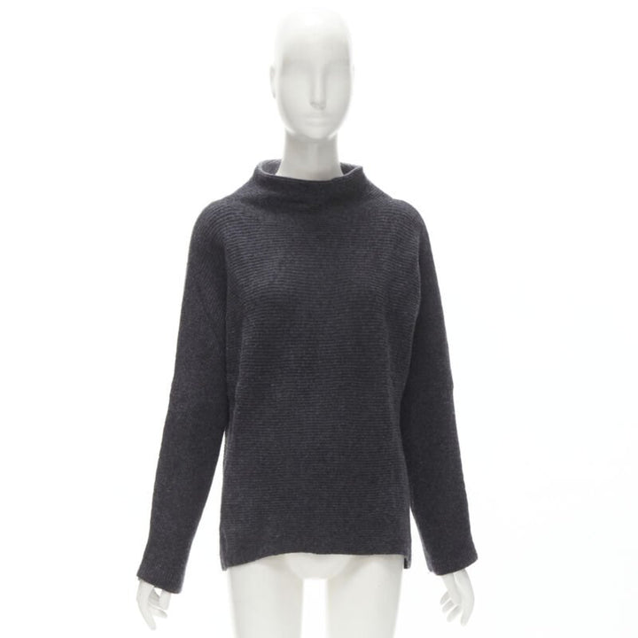 VINCE merino wool cashmere blend ribbed knit mock neck oversized sweater XS