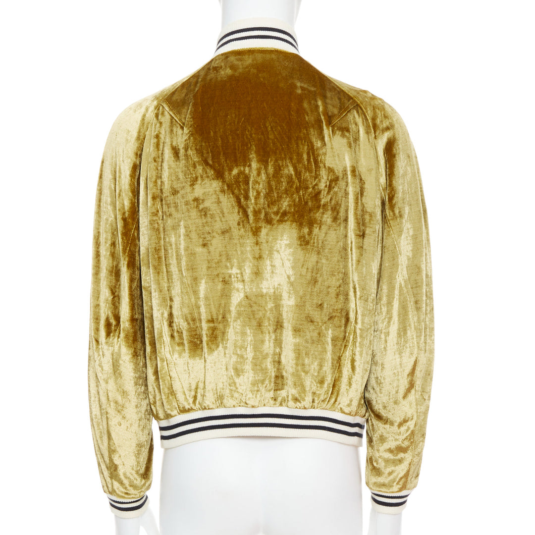 rare HAIDER ACKERMANN 2015 RUnway gold crushed velvet Teddy bomber jacket S