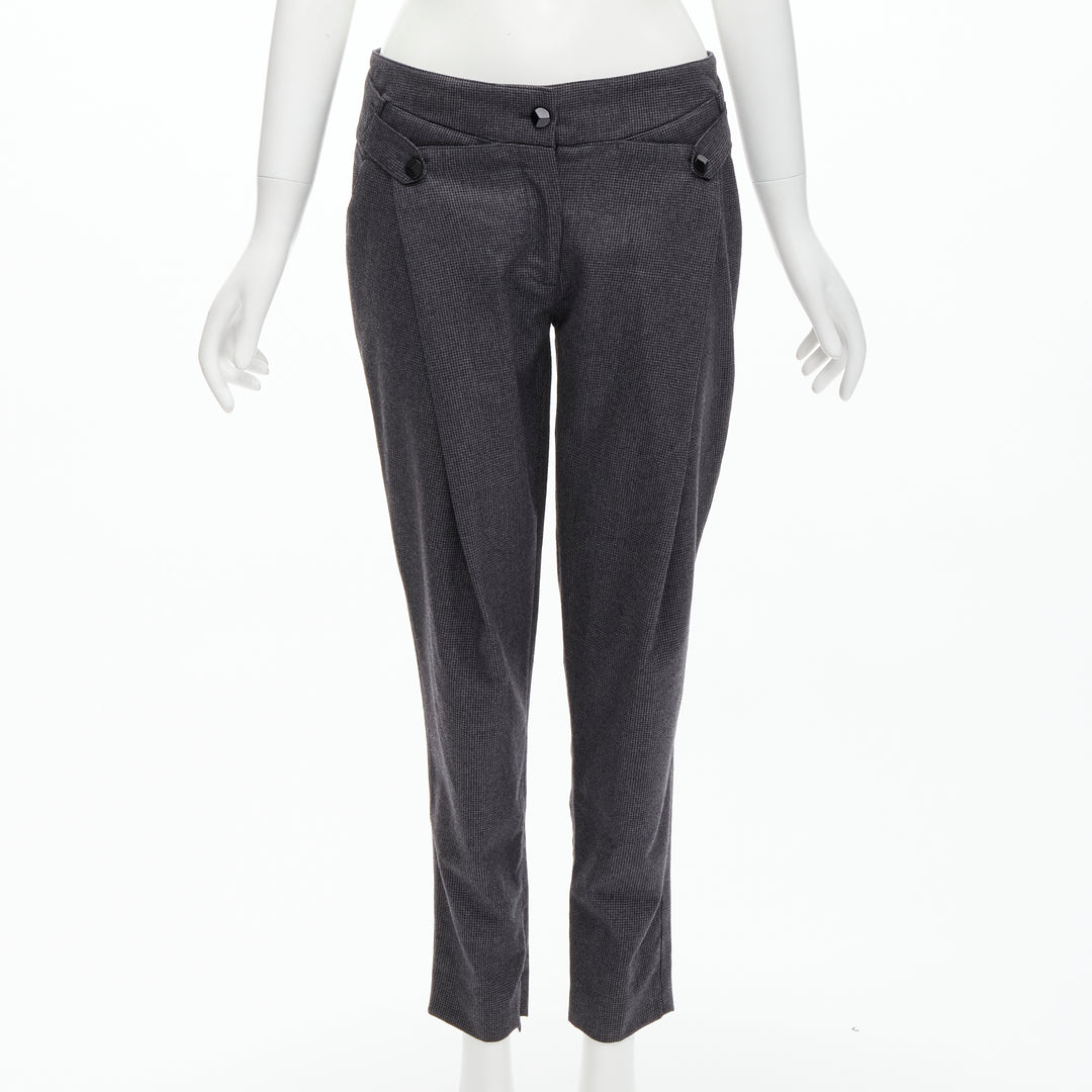 STELLA MCCARTNEY 100% wool grey houndstooth structural pleat  pants IT38 XS