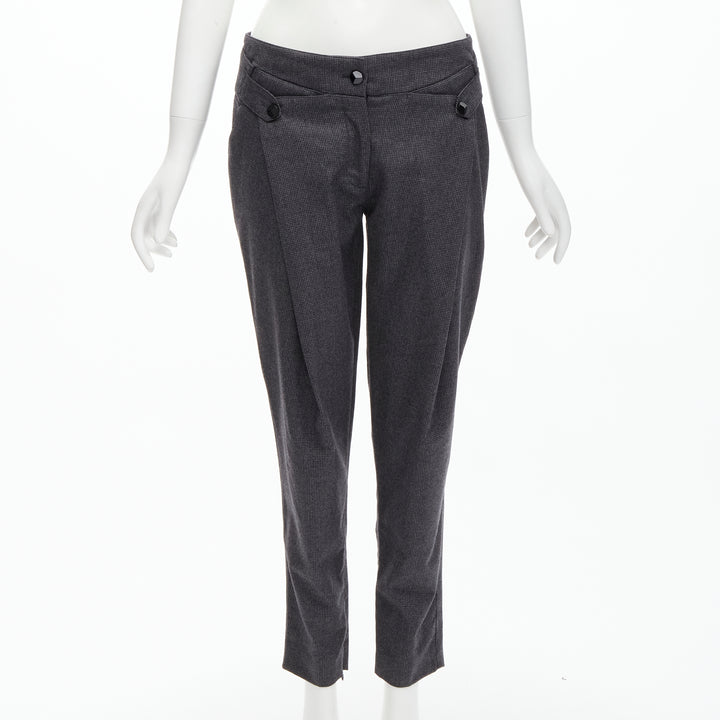 STELLA MCCARTNEY 100% wool grey houndstooth structural pleat  pants IT38 XS