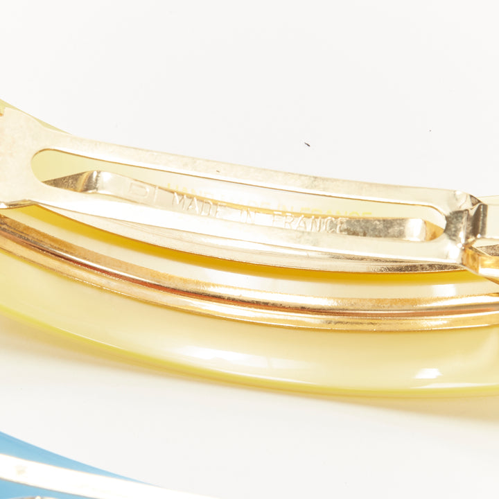 CHIC & MODE Alexandre Zouari color block shiny surface logo acrylic clips X3