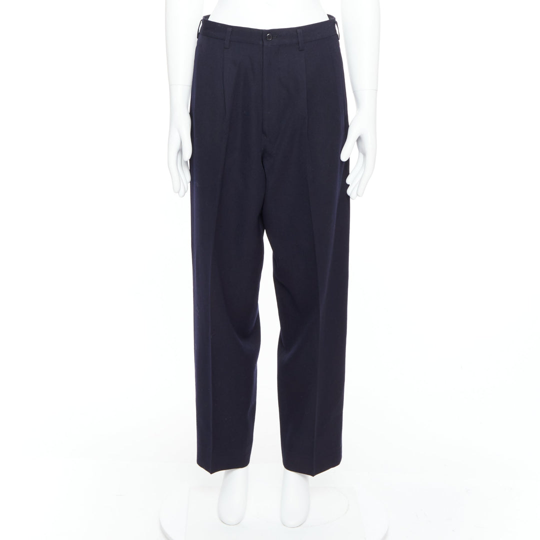 YOHJI YAMAMOTO Y's black 100% wool pleated front wide tapered pants M