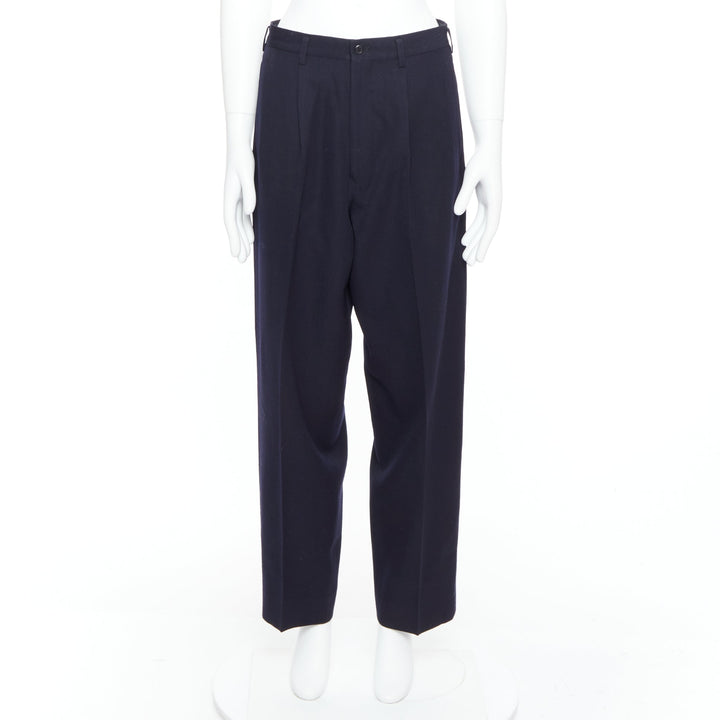 YOHJI YAMAMOTO Y's black 100% wool pleated front wide tapered pants M