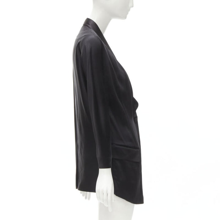 GIVENCHY Riccardo Tisci silk black cut out collar kimono robe blazer FR34 XS