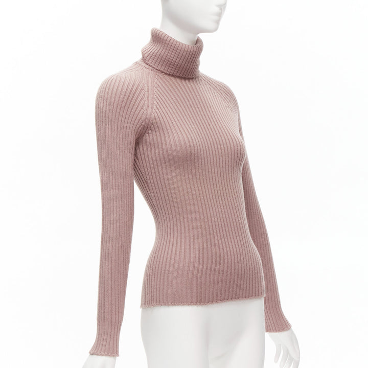 DOLCE GABBANA mauve pink raglan ribbed turtleneck sweater top IT42 M