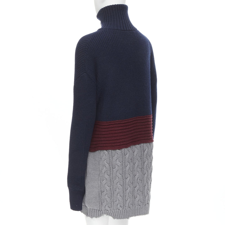 BALENCIAGA 2019 Runway 3 layered cable knit distressed oversized sweater S