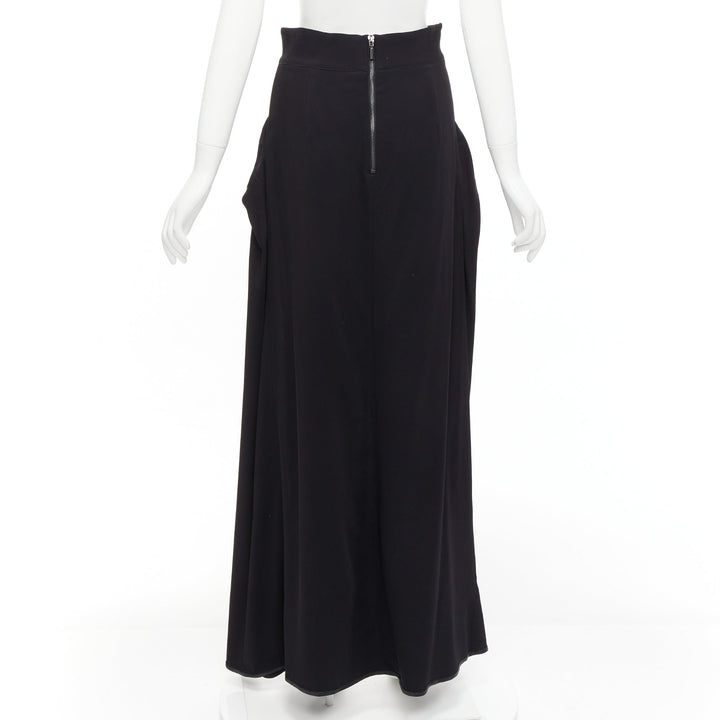 MATICEVSKI 2019 Manner black viscose blend skirt front cropped trousers  AU10 L