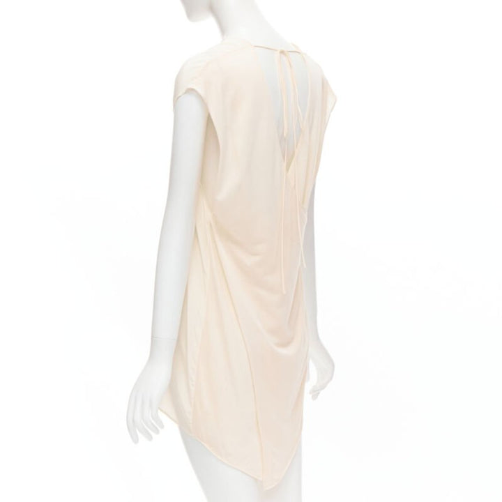 THE ROW ivory cream mixed silk modal knit wrap tie back tunic vest XS
