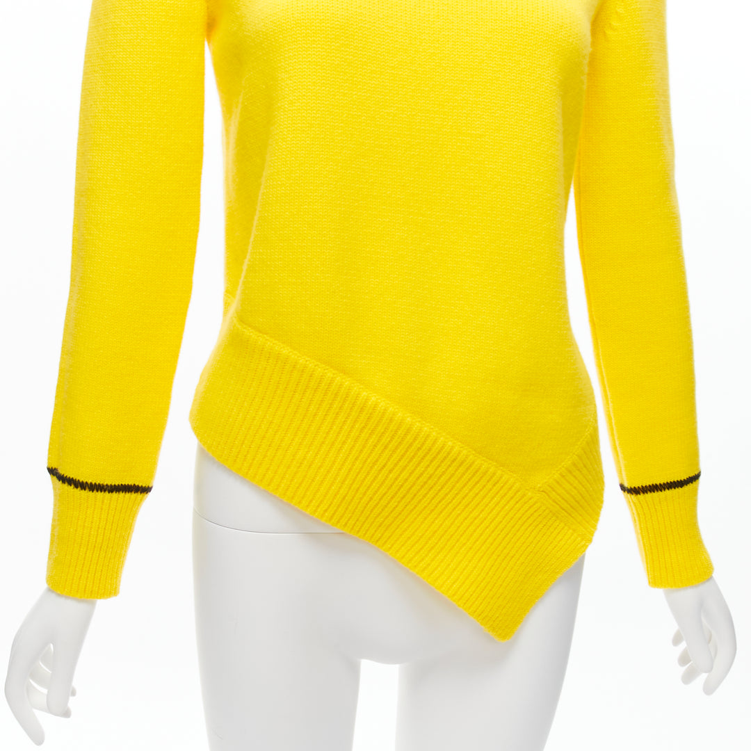 ALEXANDER MCQUEEN 2022 yellow wool blend asymmetric cold shoulder sweater S