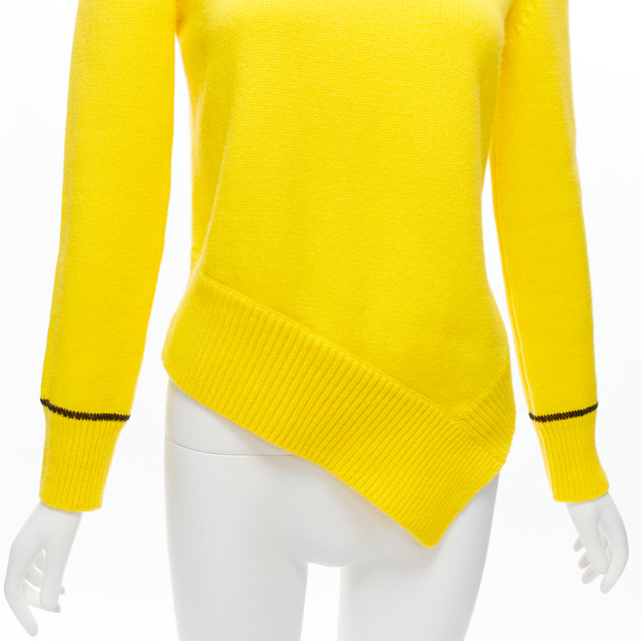 ALEXANDER MCQUEEN 2022 yellow wool blend asymmetric cold shoulder sweater S