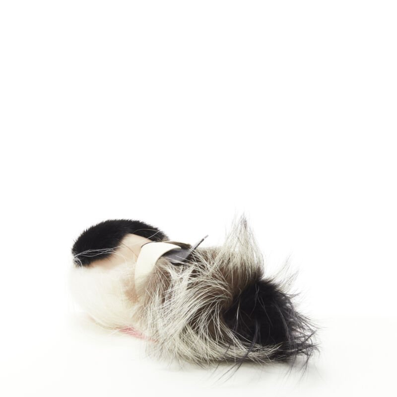 rare FENDI Karlito 2014 Large limited pink mink fox fur bag charm keyring
