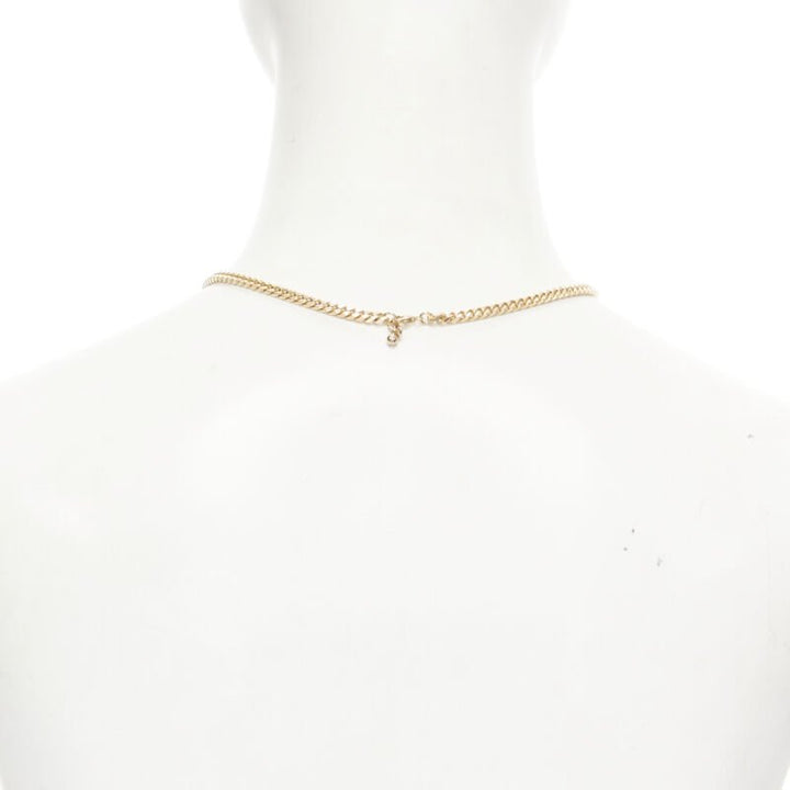 BOTTEGA VENETA gold tone BV ID choker chain necklace