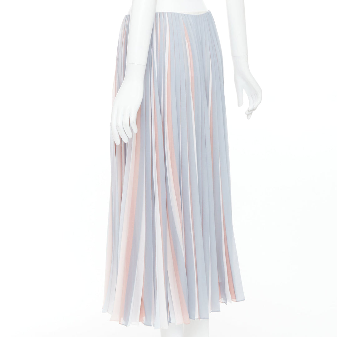 DIOR Fantaisie pink grey tricolor pleated midi skirt FR42 XL