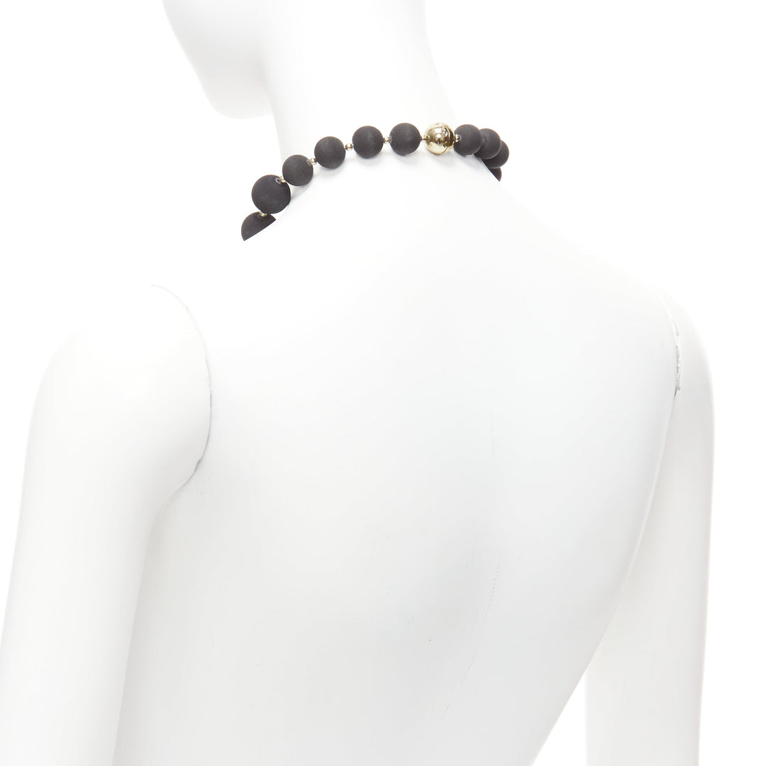 rare GIVENCHY Riccardo Tisci black pony hair shark tooth velvet ball necklace