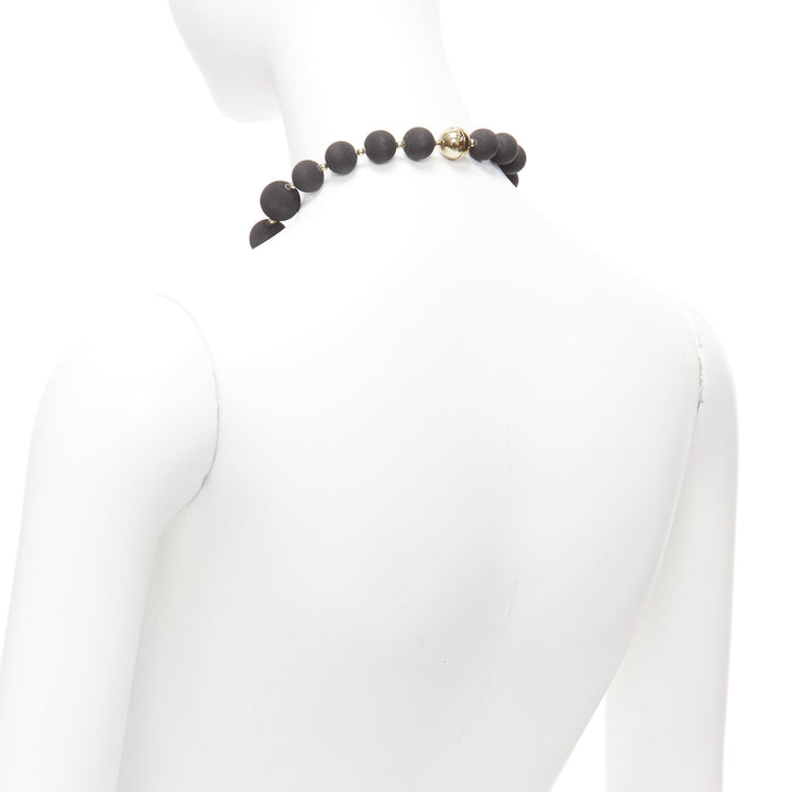 rare GIVENCHY Riccardo Tisci black pony hair shark tooth velvet ball necklace