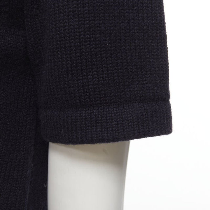 MICHAEL KORS COLLECTION navy feather sequins embellished cashmere sweater XS