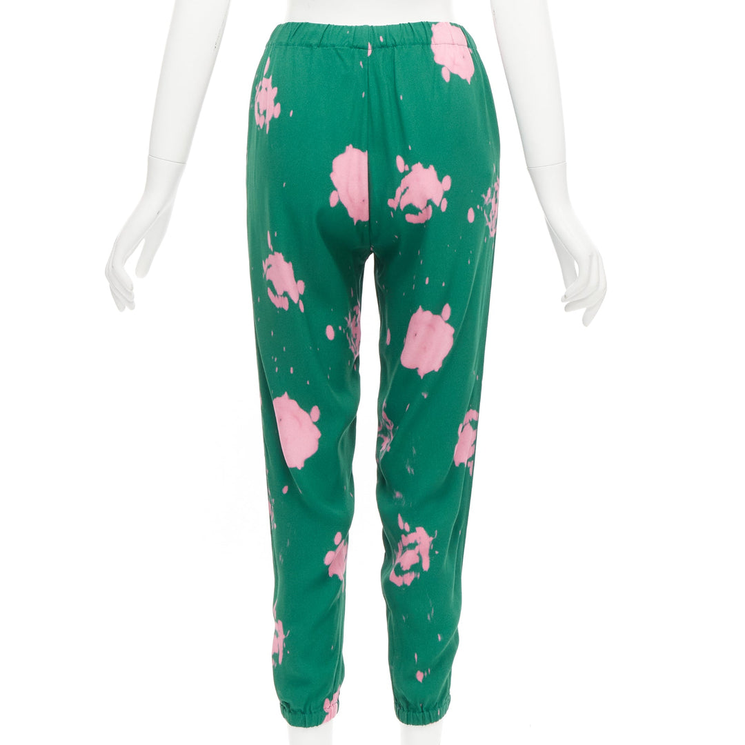MARNI green pink splatter tie dye print elasticated casual pants IT38 XS