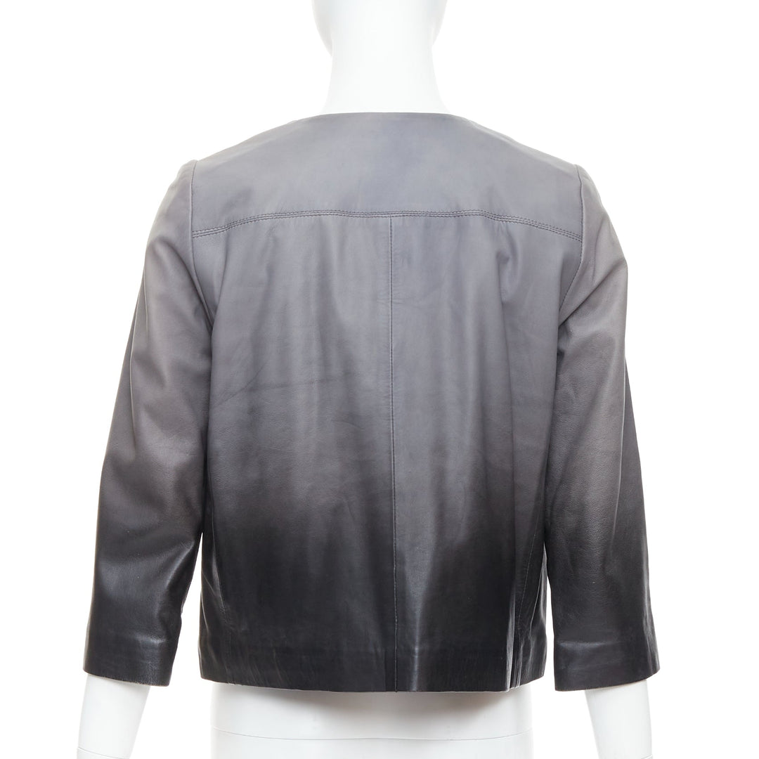 MAJE Bokio grey black ombre lambskin leather flare jacket FR1