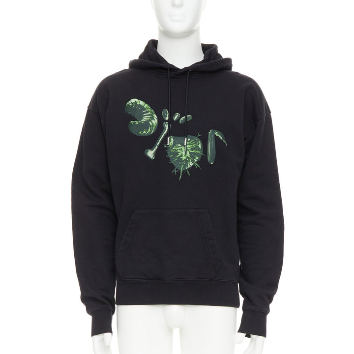 DIOR HOMME Cactus Jack black green cotton graphic logo print hoodie XXS