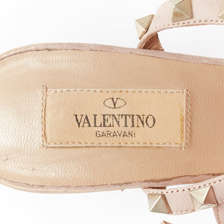 VALENTINO Rockstud red patent leather gold stud caged pump EU38