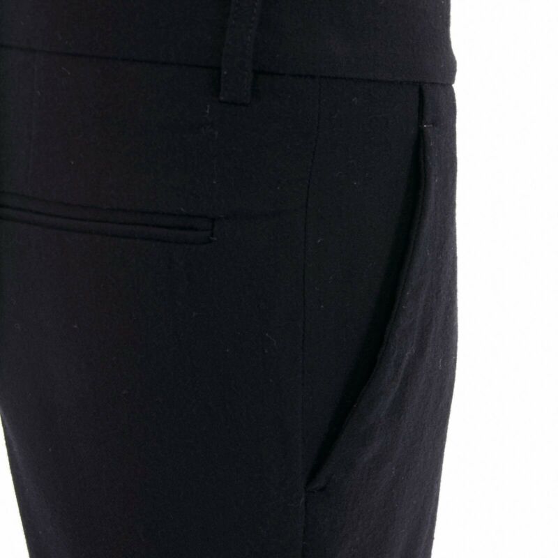 HAIDER ACKERMANN black fleece wool slim leg casual trousers pants FR36 32"