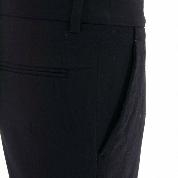 HAIDER ACKERMANN black fleece wool slim leg casual trousers pants FR36 32"