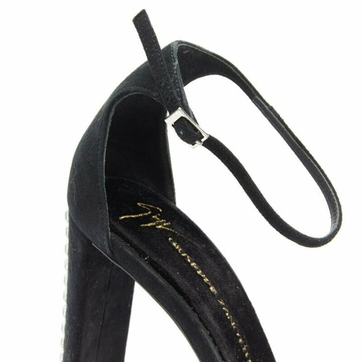 GIUSEPPE ZANOTTI 2017 black geometric crystal embellished sandal EU39