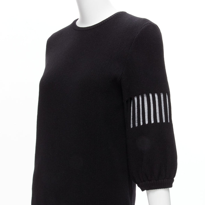 CHANEL 2017 black wool angora cut out silver lurex sweater dress FR38 M