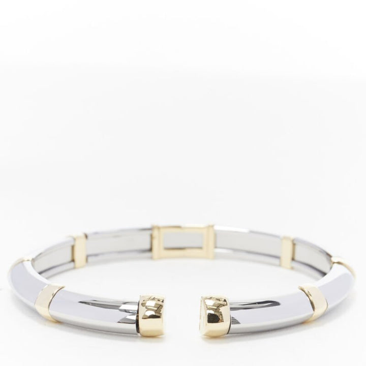 vintage BVLGARI JEWELLERY 18k white yellow gold hinged bangle cuff bracelet