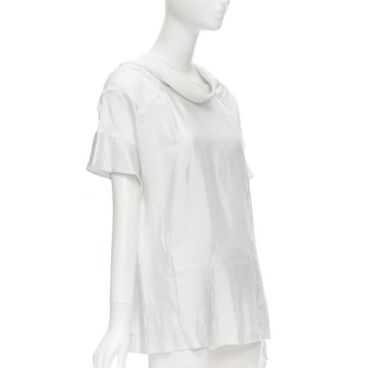 MARNI white viscose cowl neck curved seam slit pocket top IT38 XS