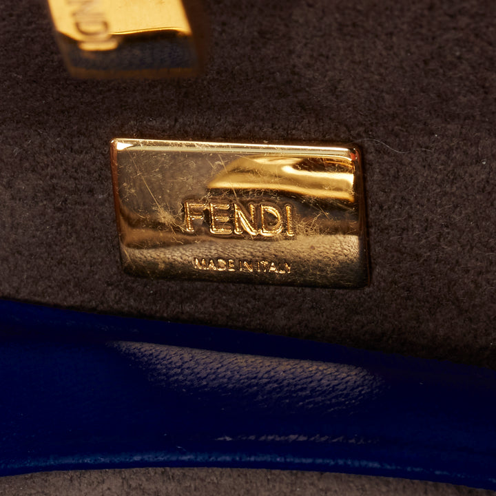 FENDI Micro Peekaboo blue leather gold hardware crossbody bag
