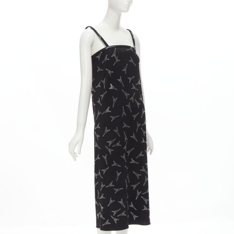 BALENCIAGA Demna 2019 Runway Eiffel Tower crystal boned bust dress FR36 S