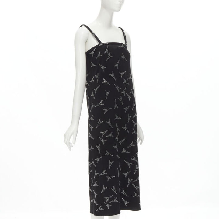 BALENCIAGA Demna 2019 Runway Eiffel Tower crystal boned bust dress FR36 S