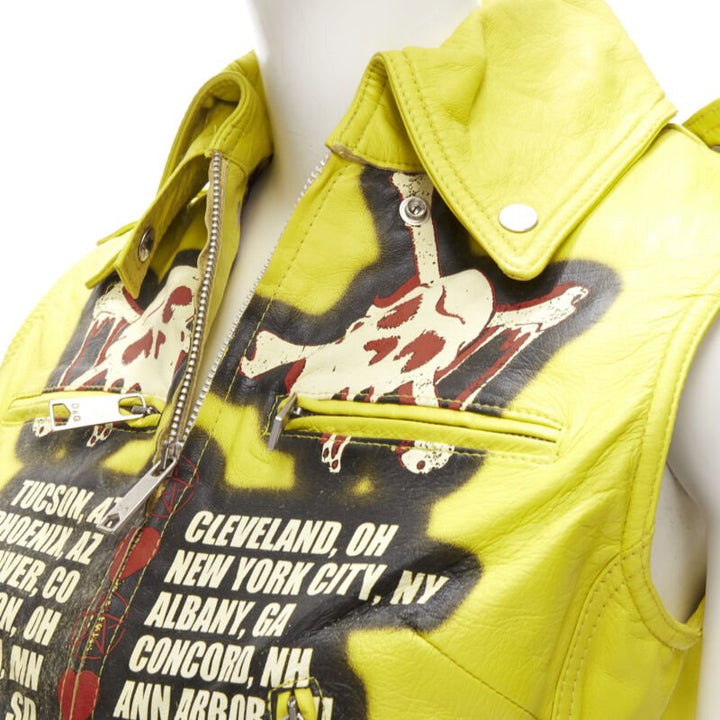 D&G DOLCE GABBANA Vintage 2001 yellow Modern Beauty rock leather biker IT38 XS