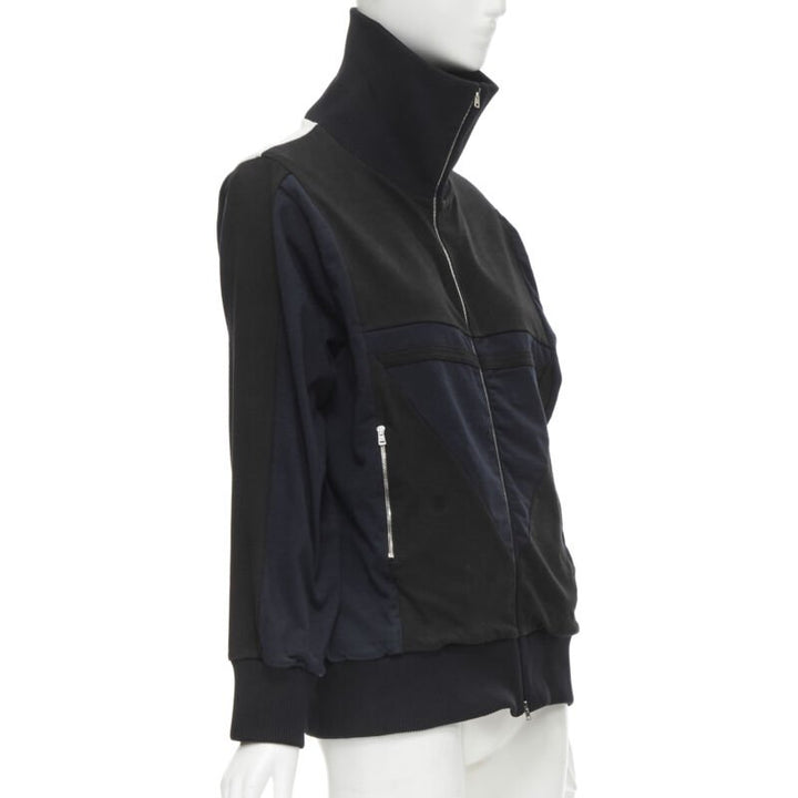 MARNI black navy white geometric colorblock patchwork track jacket IT42 M