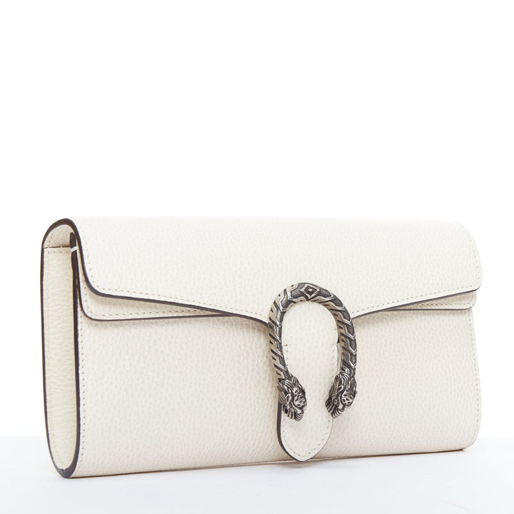 GUCCI Dionysus Mini cream textured leather chain crossbody flap bag
