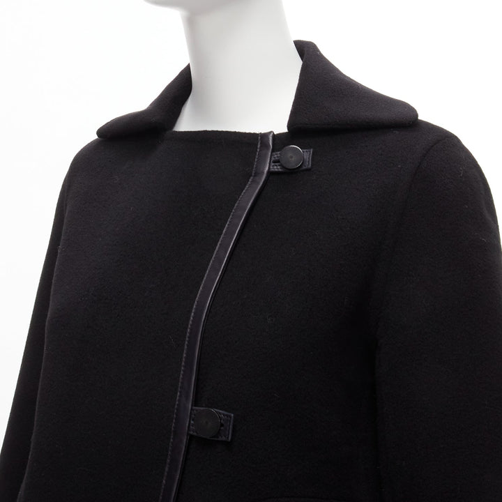 HERMES Jean Paul Gaultier black cashmere leather H buttons jacket FR34 XS