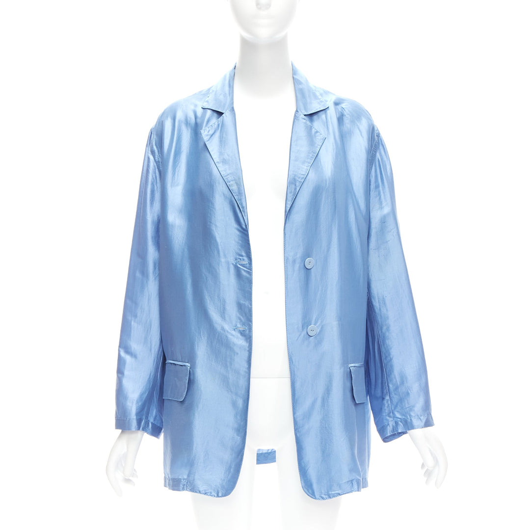 STELLA MCCARTNEY 2007 100% silk blue drop shoulder flowy jacket IT36 XXS