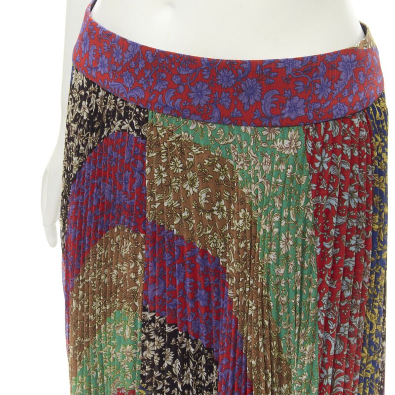 ALICE OLIVIA Jasmine Stripe multi paisley pleated long skirt US6 M