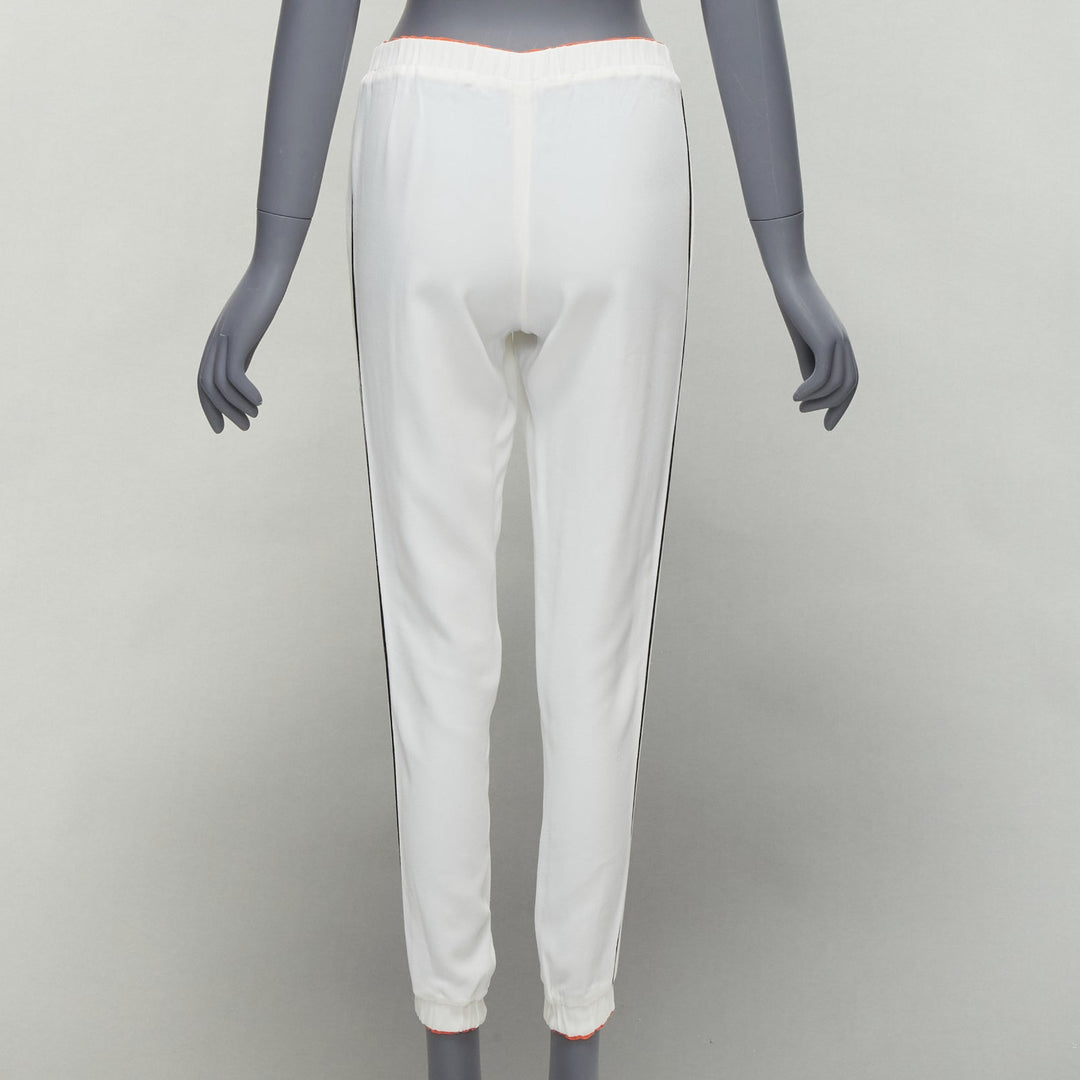 FENDI white silky black orange trims casual jogger pants IT36 XXS