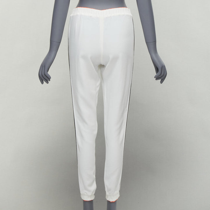 FENDI white silky black orange trims casual jogger pants IT36 XXS