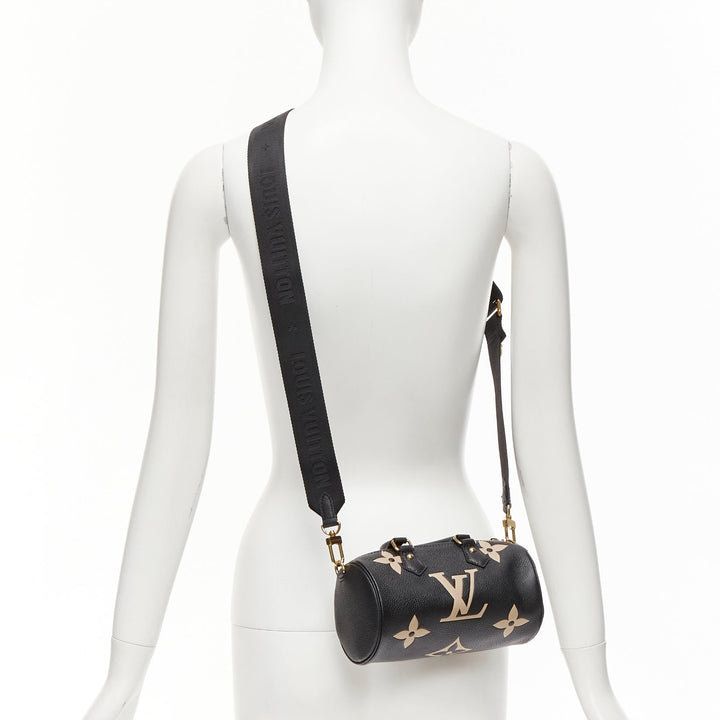 LOUIS VUITTON Papillon BB Giant Empreinte black nude small crossbody duffle bag