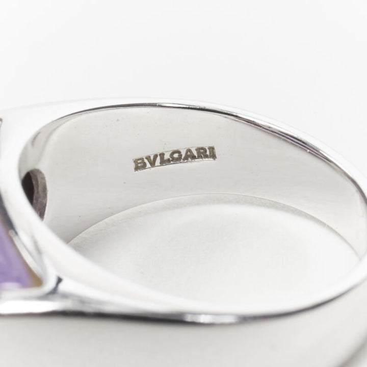 vintage BVLGARI JEWELLERY Amethyst stone silver curved ring