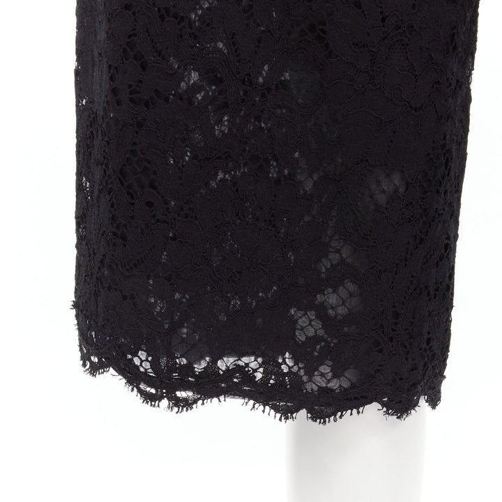 VALENTINO black floral lace knee length culotte shorts IT38 XS