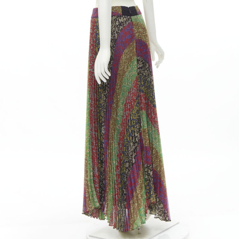 ALICE OLIVIA Jasmine Stripe multi paisley pleated long skirt US6 M