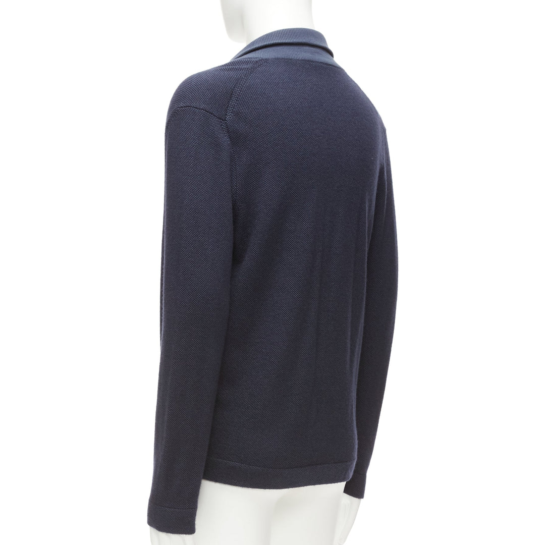 LORO PIANA navy silk cashmere buttoned drop sleeves knit cardigan IT48 M