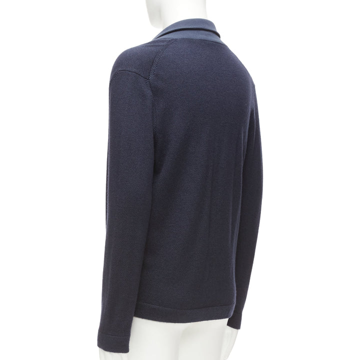 LORO PIANA navy silk cashmere buttoned drop sleeves knit cardigan IT48 M