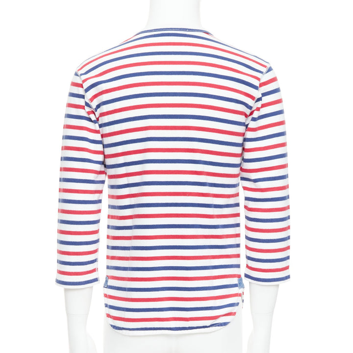 JUNYA WATANABE MAN 2011 red blue striped curved hem shirt S